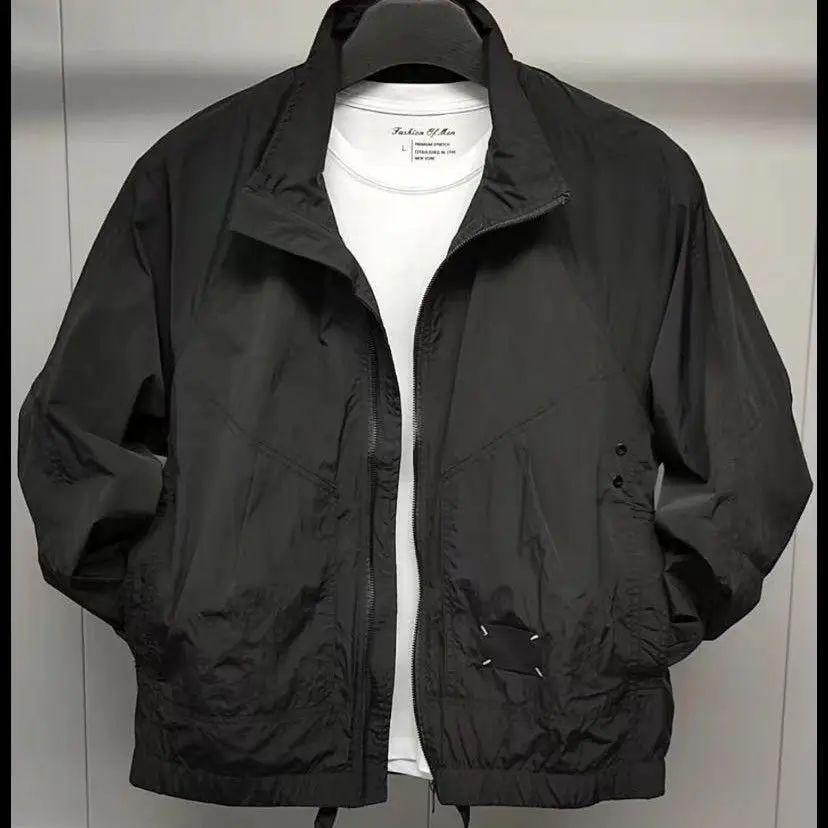 Men Clothes Cargo Jacket Zipper Sweatshirts Lightweight Sun Protective Clothing Casual Loose Coat Long Sleeve Pocket Windbreaker