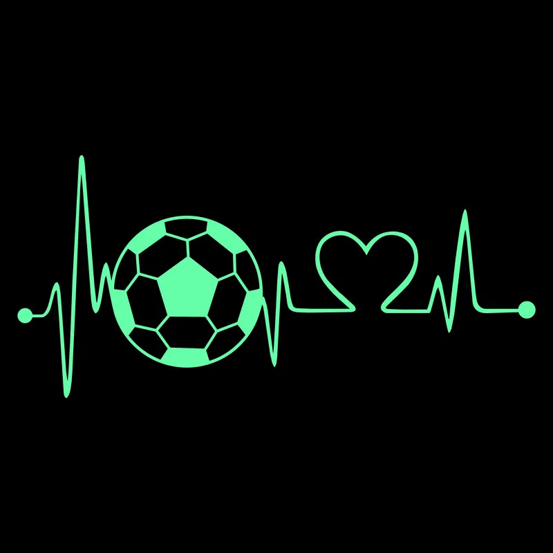 Football Heartbeat Luminous Sticker Boy Room Wall Decor Fridge Bathroom Toilet Laptop Car Body Window Soccer Ball Sport Decal