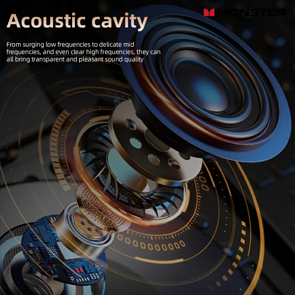 Monster MQO42 OWS سماعات بلوتوث 6.0 ENC للحد من الضوضاء سماعات الألعاب HiFi ستيريو الموسيقى HD دعوة سماعة طويلة التحمل #4