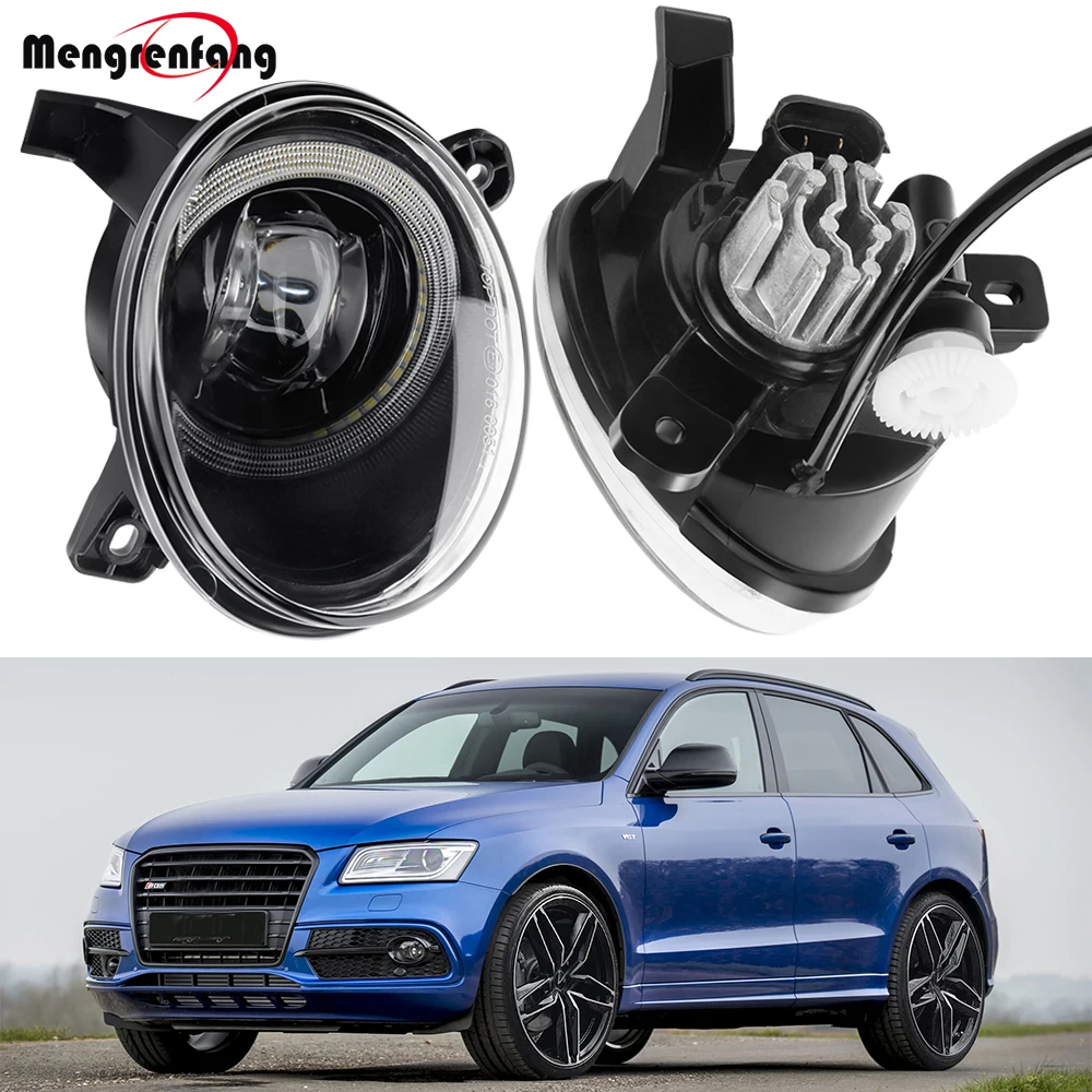 1 Pair Car H11 LED Fog Light with Angel Eye DRL Daytime Driving Lamp 12V For Audi SQ5 (8R) 2012 2013 2014 2015 2016 2017