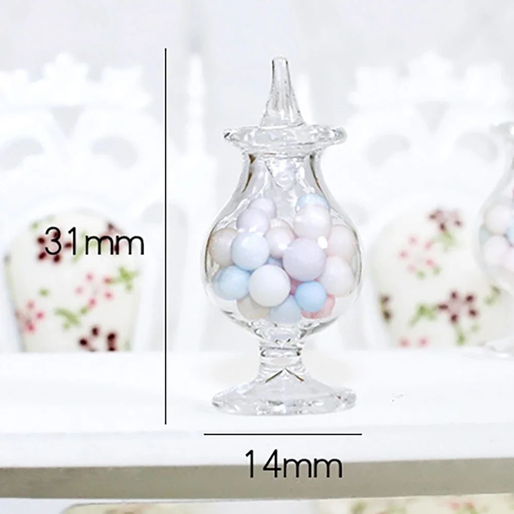 1/12 casa de bonecas em miniatura frasco de doces de vidro mini garrafa de doces modelo brinquedo para casa de boneca acessórios decoração bjd