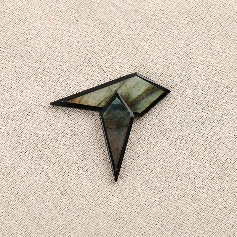 Semi-precious stones,Natural Gemstone Labradorite ,Lapis Lazuli  intarsia fashion woman Pendant Bead 39x16x4mm4.5g