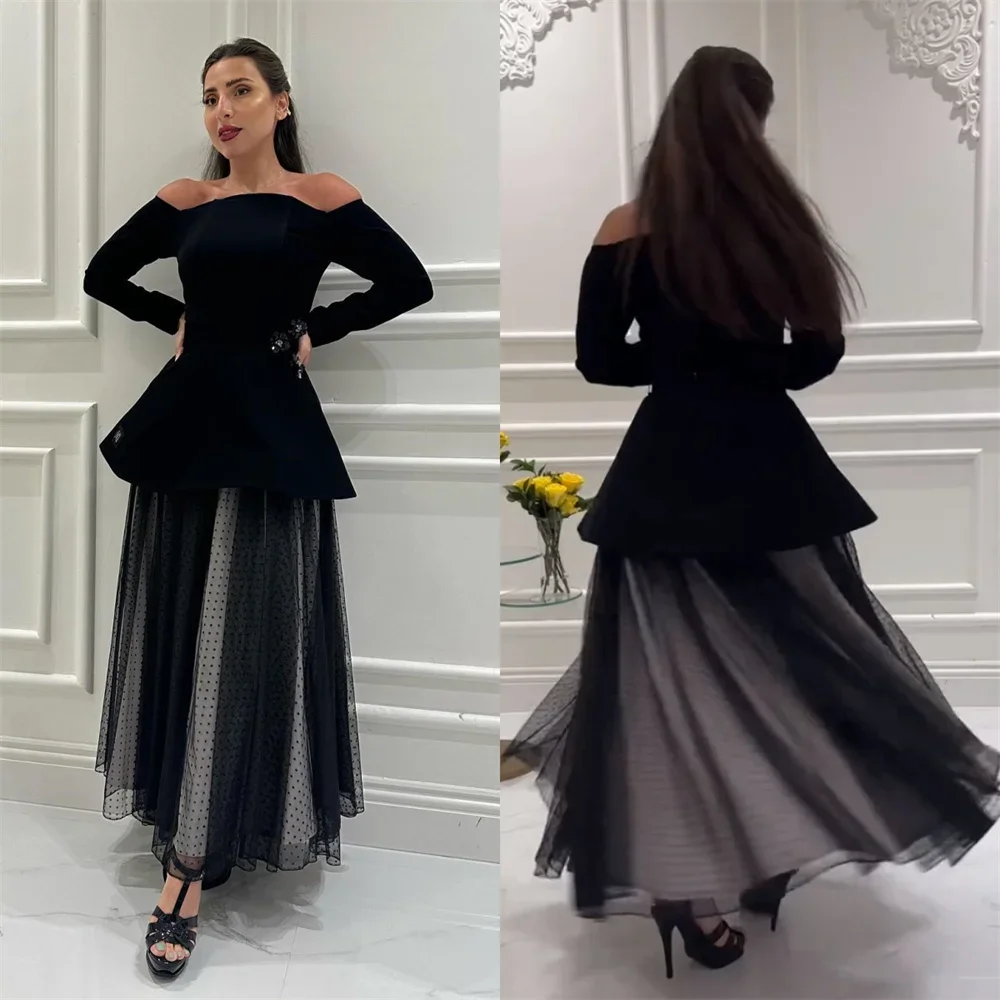 

Customized Evening Gown Formal Prom Dress Dearin Bateall A-line Ankle Length Skirts Tulle Bespoke Occasion Dresses Saudi Arabia