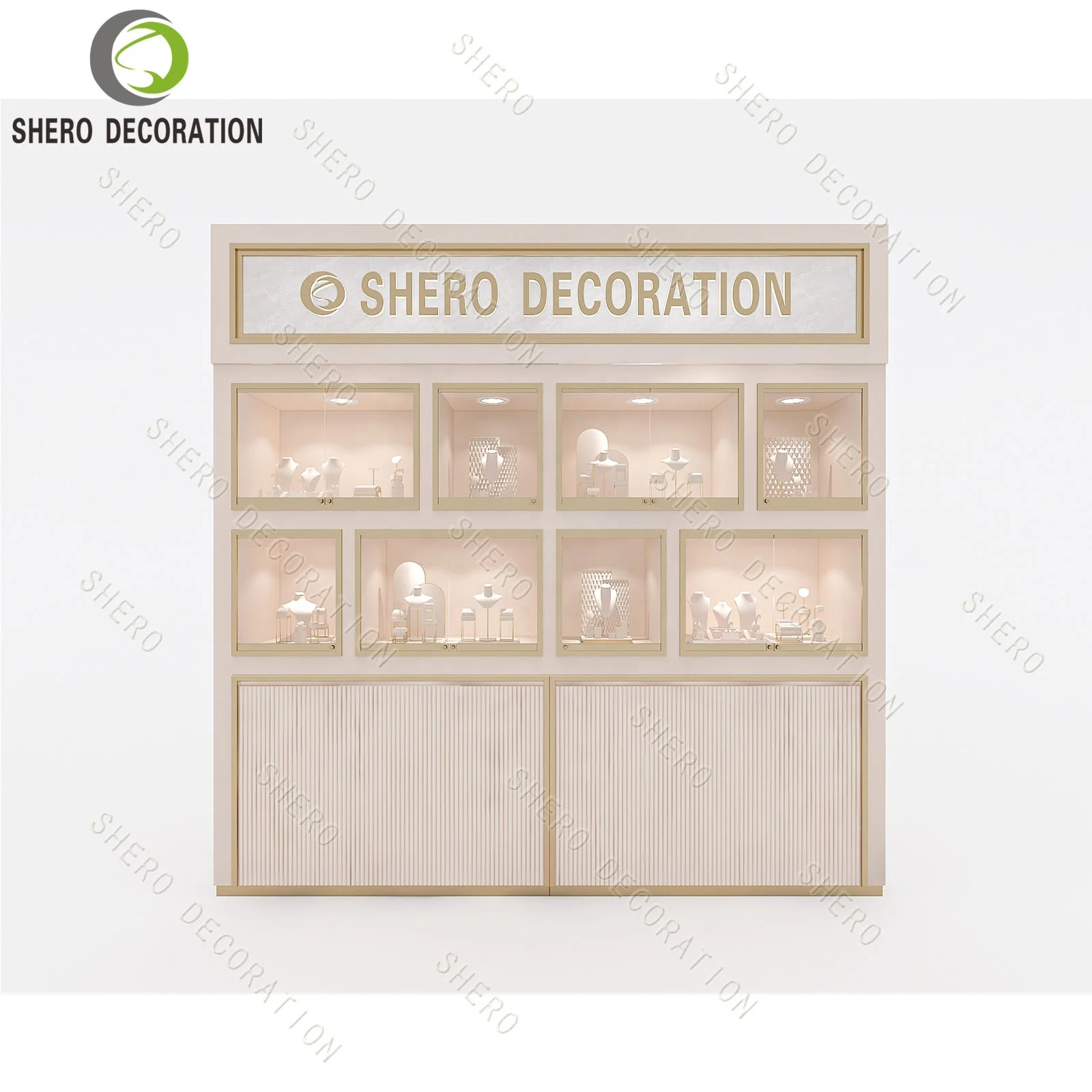 Custom.Golden Luxury Jewelry Shop Interior Design Ideas Jewelry Display Cabinet Set Custom Image Wall Cabinet Jewelry Showcase D