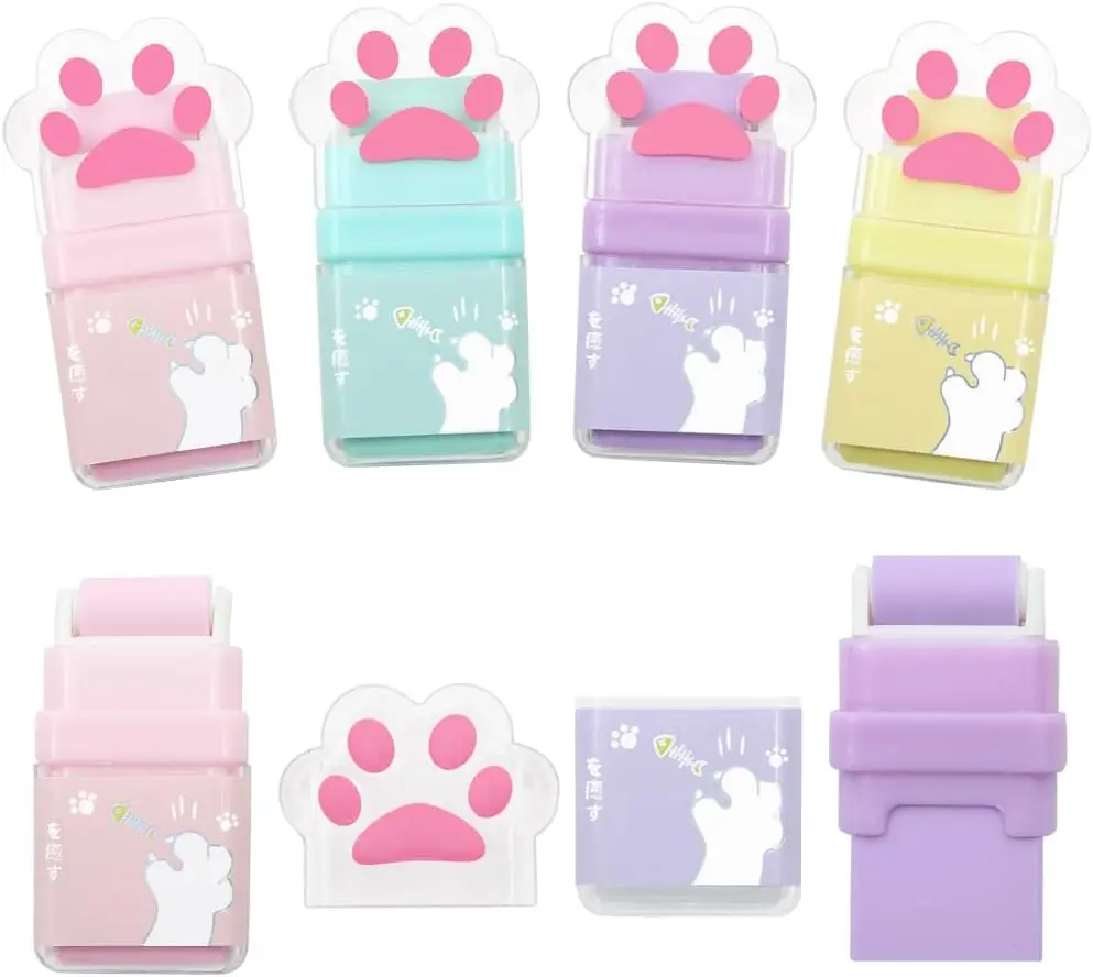 

4Pcs random Paw Roller Erasers, Erasers for , Eraser with Roller, Cute Rubber, Eraser with Shaving Roller Case for School Of