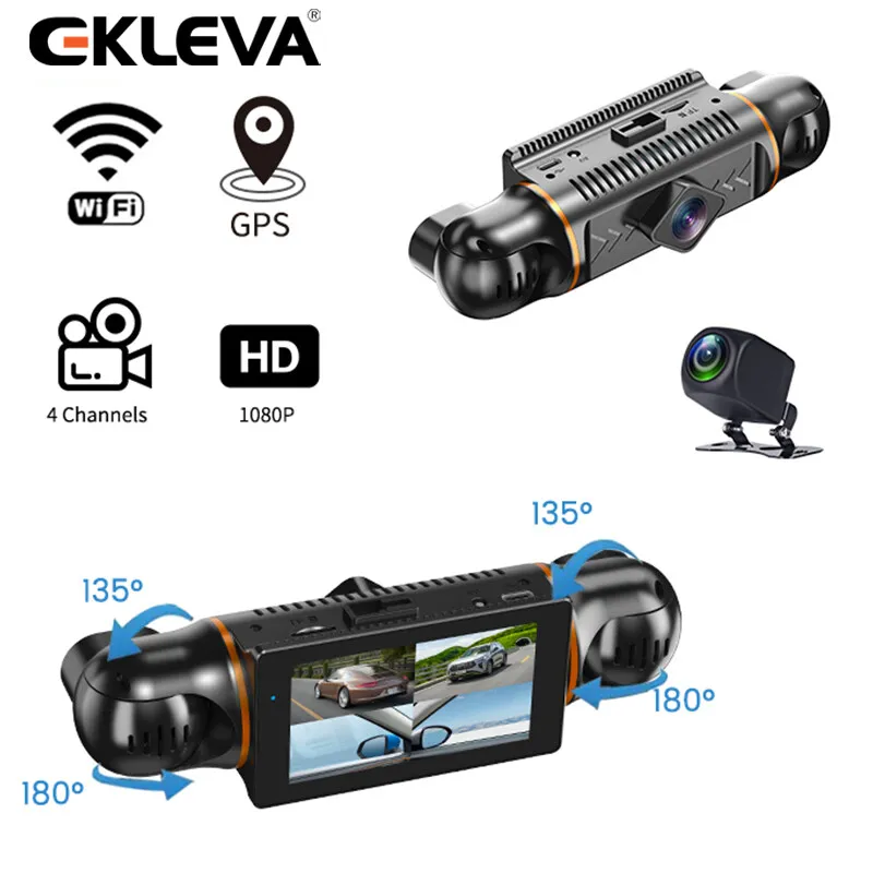 

EKLEVA 4 Channe 360° Video Recording 4*1080P Front+Left+Right+Rear HD Lens Car DVR Recorder Dash Cam WiFi 24h Parking Monitor