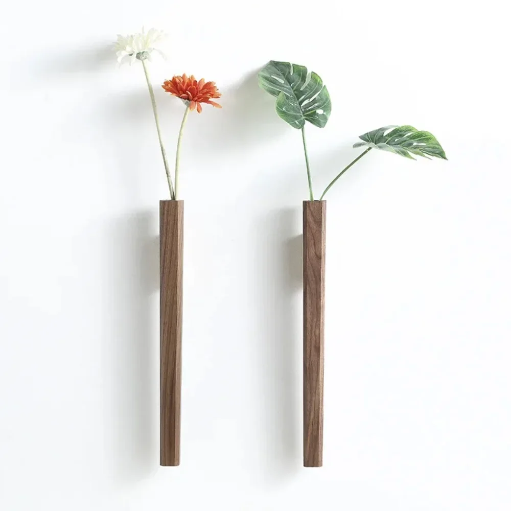Solid Wood Vase Home Wall Decoration Porch Hanging Vase Living Room Bohemian Plant Vase Wooden Solid Wood Greenhouse Decoration
