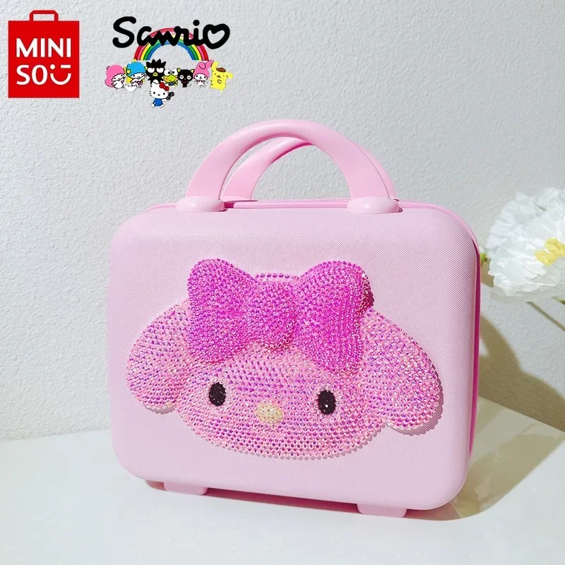 Miniso Hello Kitty Women's Travel Bag Fashionable High Quality Diamond Set Girl Storage Bag Short Distance Travel Mini Bag