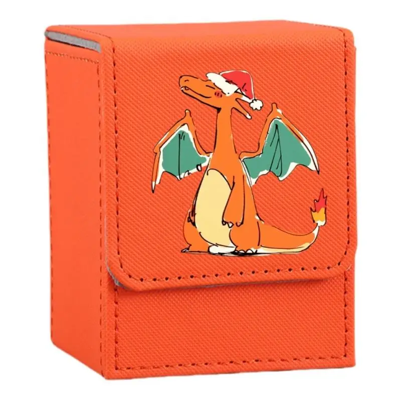 Anime Charizard Card Case Gengar Squirtle Snorlax Eevee Christmas PTCG Diy Leather Action Toy Figures Game Collection Box