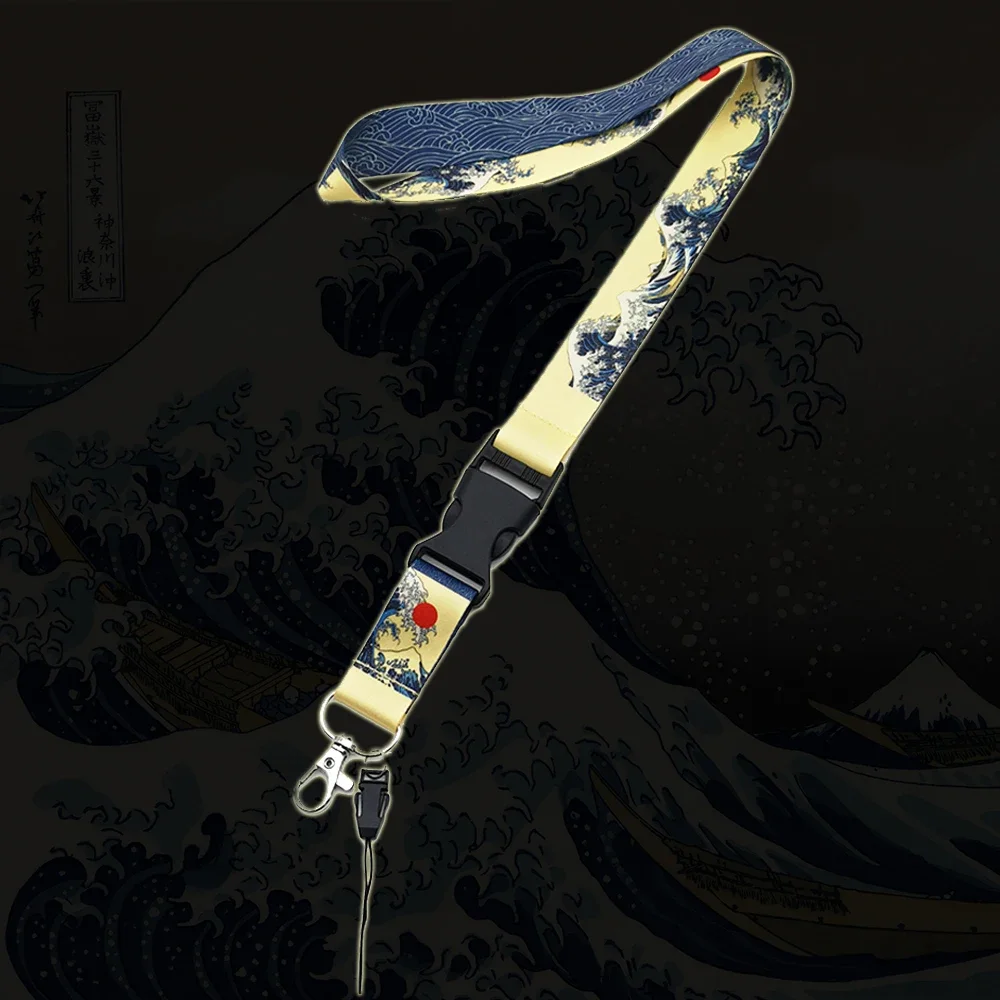 

Hokkaido Waves JDM Style Racing Lanyard Key Mobile ID Card Kanagawa Surfing Hanging Strap Refitting neck lanyards for keys