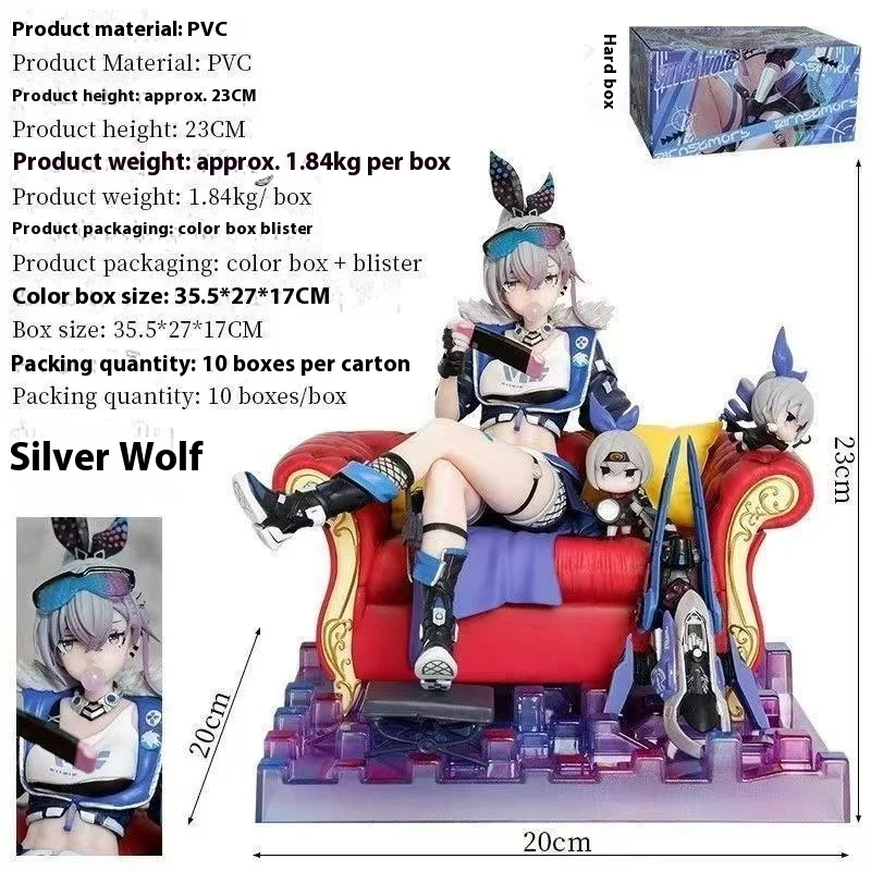 لعبة هونكاي ستار السكك الحديدية الشكل الطرفية ستوديو هانسر الفضة الذئب تمثال جمع Gk قمة الابتكار الشكل أنيمي بولي كلوريد الفينيل تمثال