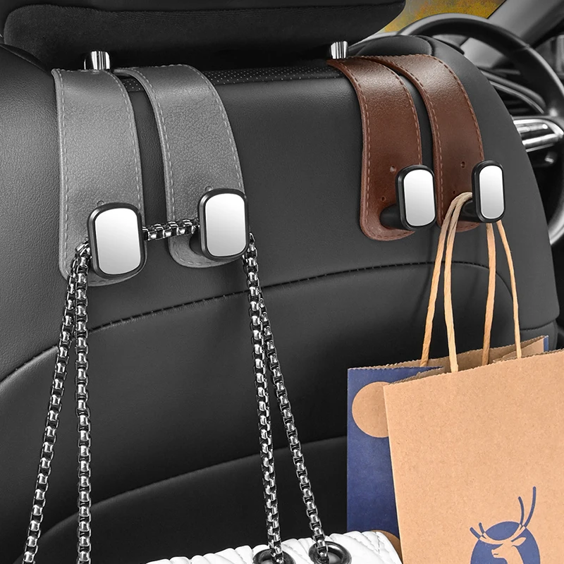 High Quality Car Headrest Hook Leather Hidden Back Hanger Storage Holder Quality  Large Load-Bearing Alloy Hook Hanger Universal