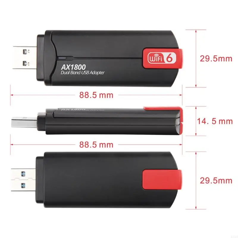 LX0B Mini Wi -Fi 6 AX1800 USB3.0 WiFi Adapter Podwójna karta sieci Gigabit Gigabit Karta sieci Gigabit
