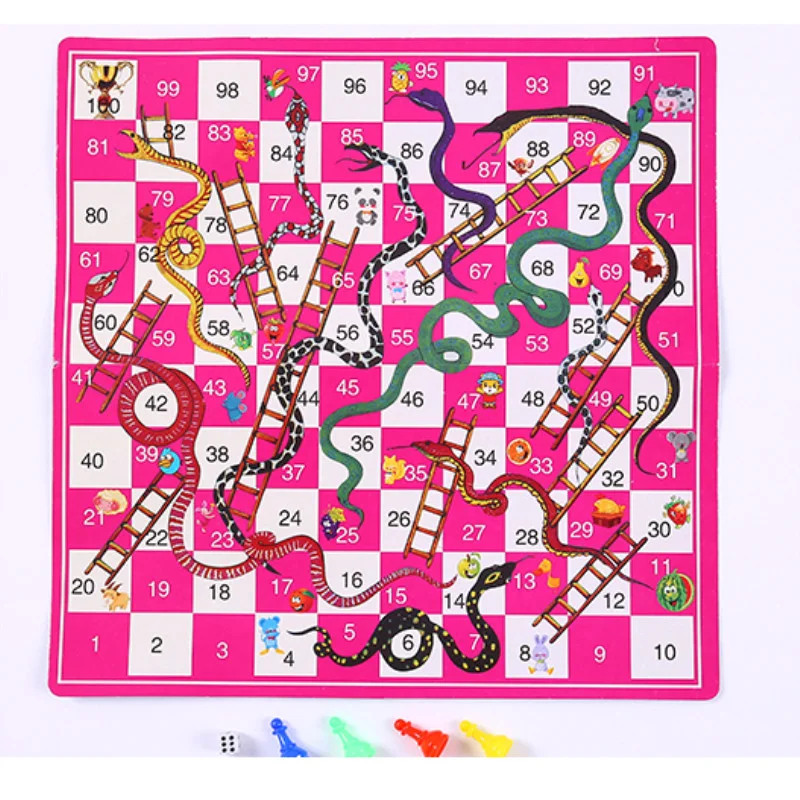 Snake Ladder Educational Kids Children Toys Interesting Board Game Set Portable Flying Chess Board Family Board Game