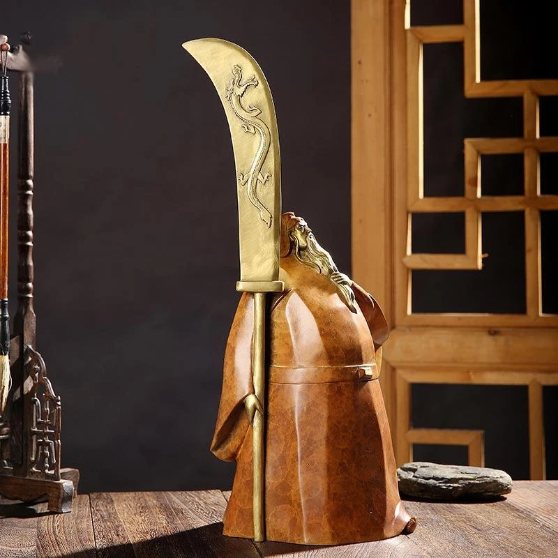 Bronze Guan Gong, Martial God Of Wealth, Represents Justice And Authority. It Is Used For Worship In The Living Room, Home,