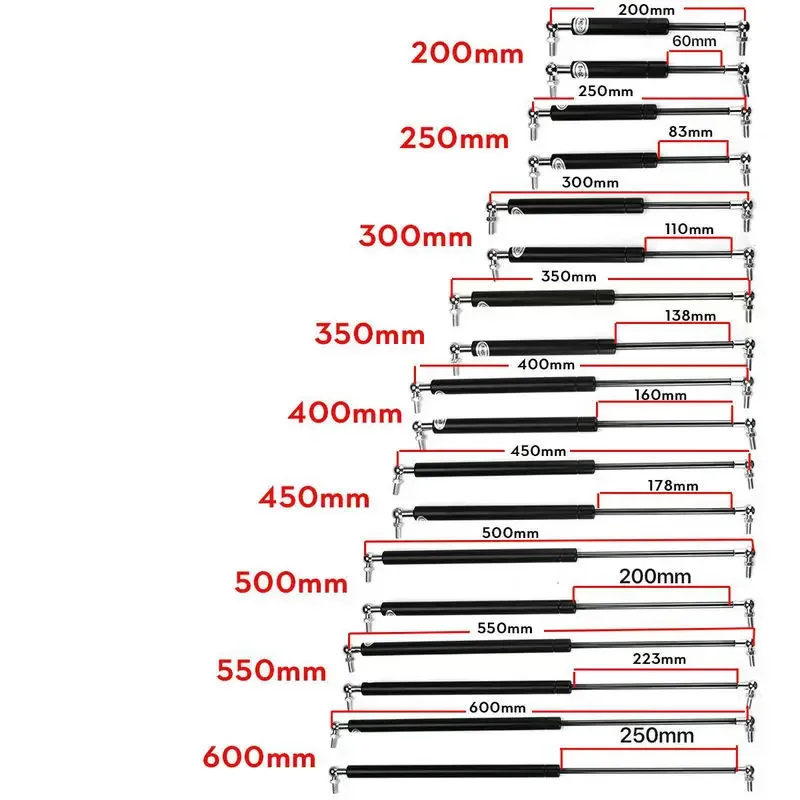 Soporte de elevación Universal para capó delantero y trasero, barra de soporte de resorte de Gas para autobús, 200-600mm, 200N