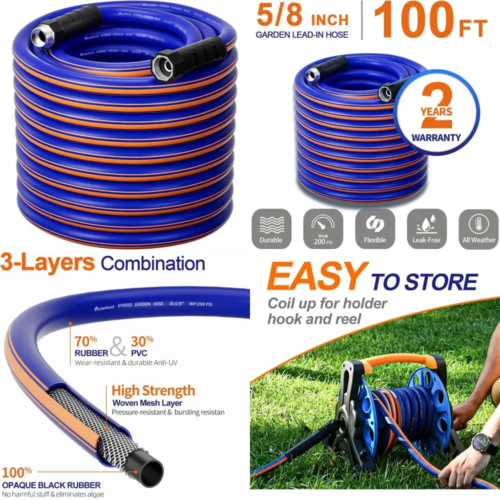 

Прочный гибридный резиновый садовый шланг длиной 100 футов — легкий, гибкий, с защитой от УФ-излучения, без протечек, сверхпрочный водяной шланг для использования на открытом воздухе