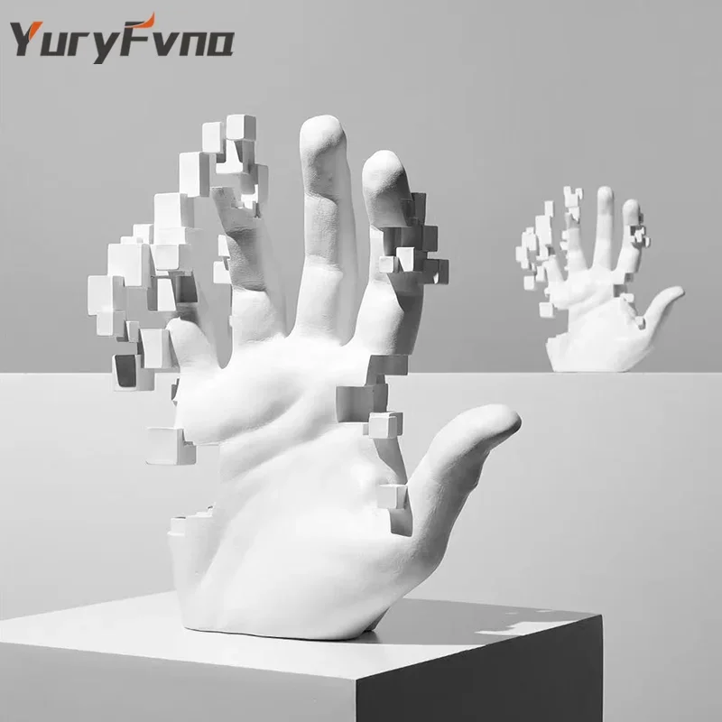 

YuryFvna Modern Decoration Mosaic Sculpture Hand Model Resin Abstract Figurine Home Desktop Decor Fashion Study Office Statue