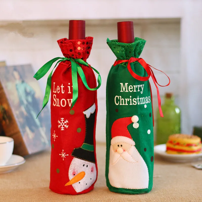 Christmas wine bottle cap decoration clothes set Christmas Santa table decoration 2023 New Year gift Noel Christmas decoration