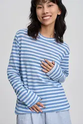 Long Sleeve Striped Tee Shirt Women Crew Neck Tops Essentials Autumn T Shirts