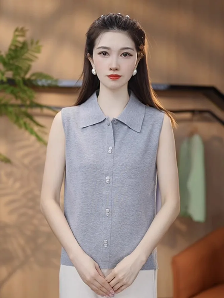 Women's  Ne Svel Vest Summer Versatile Layering Base irt Top Tagl Casual Leisure Sle Korean Loose Fit