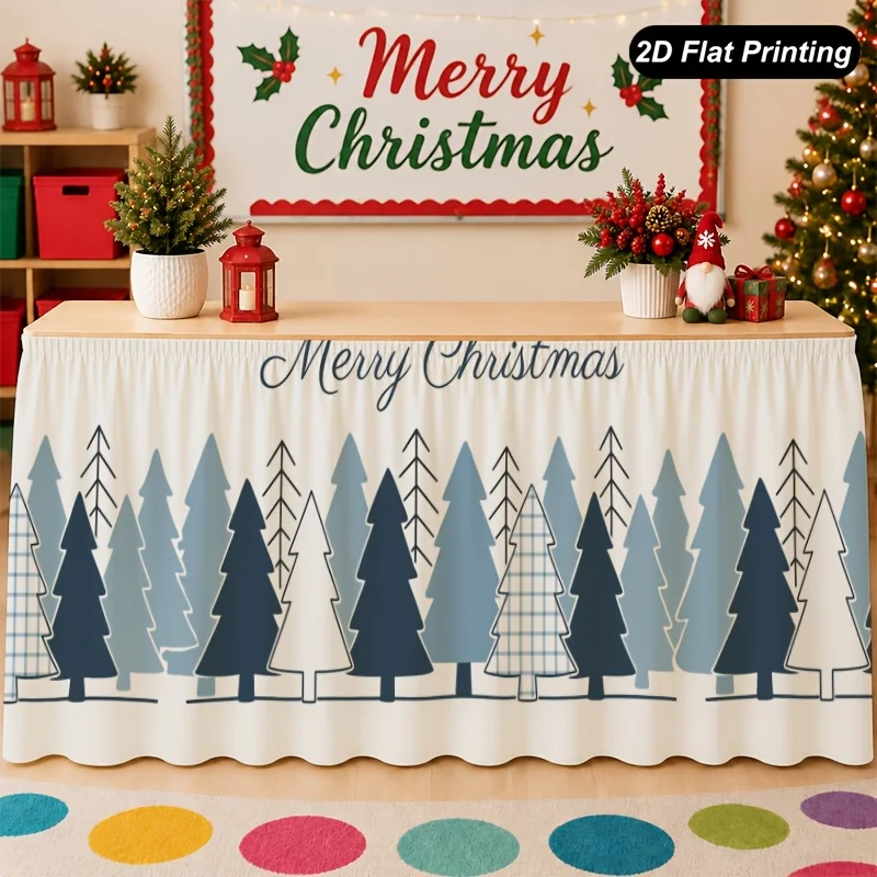 A 2D flat Christmas tablecloth - Merry Christmas Winter Tree Table Scarf