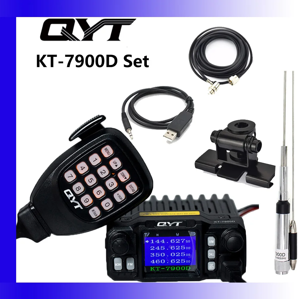 QYT KT-7900D 25W Quad Band Latest Version Mini Mobile Radio 136-174/220-260/350-390/400-480MHz kt 7900D Walkie Talkie 10 KM