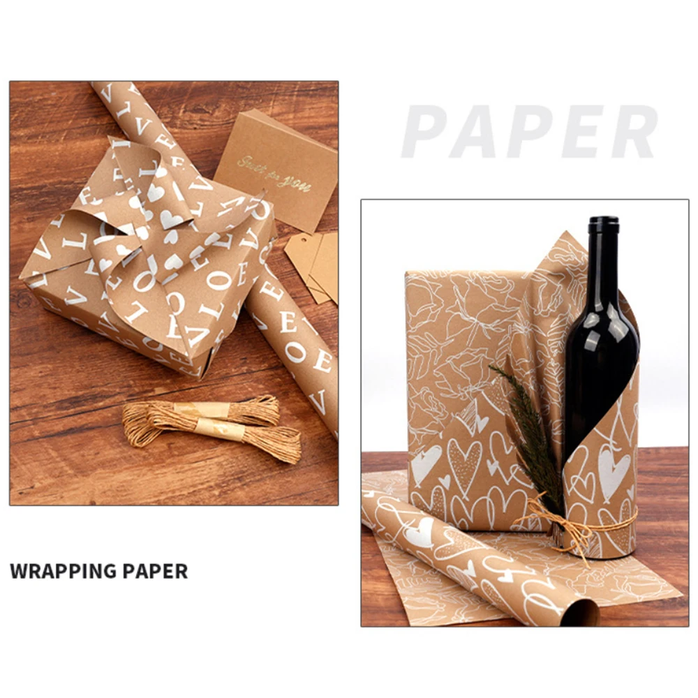 

Бумага для упаковки подарков на День святого Валентина, тема сердца, фестивальная вечеринка, декоративная бумага, двусторонняя печатная бумага, коричневая для романтических мероприятий
