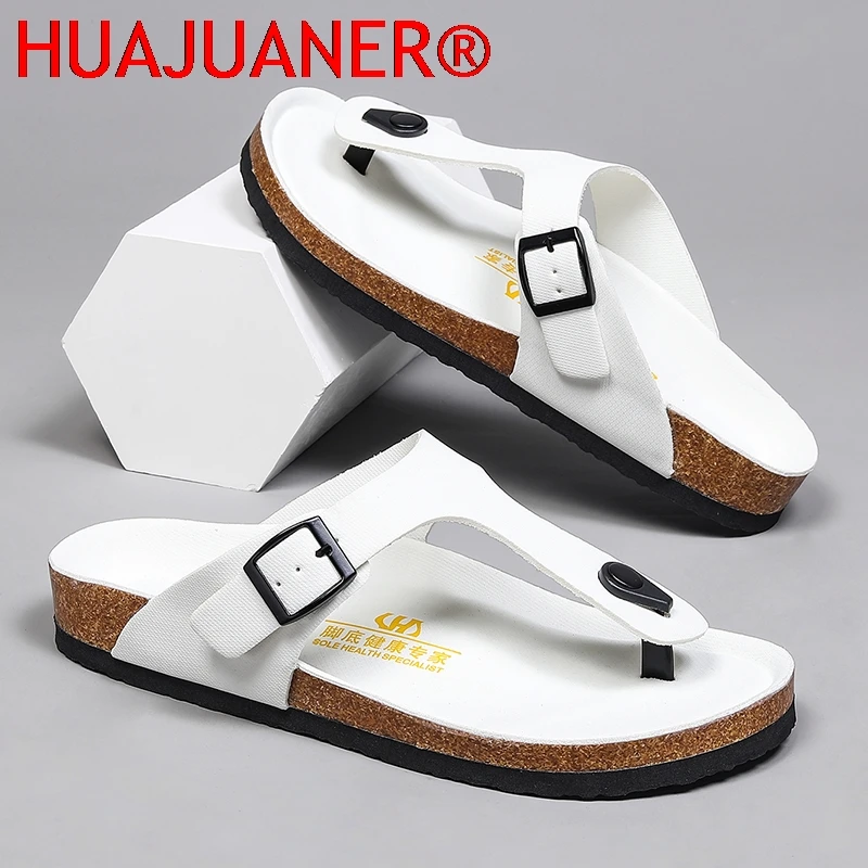 All-match Flats Beach Slippers Mens Slip on Shoes Half Drag Leather Street Personality Men's Flip-flops Men Casual Walking Shoe