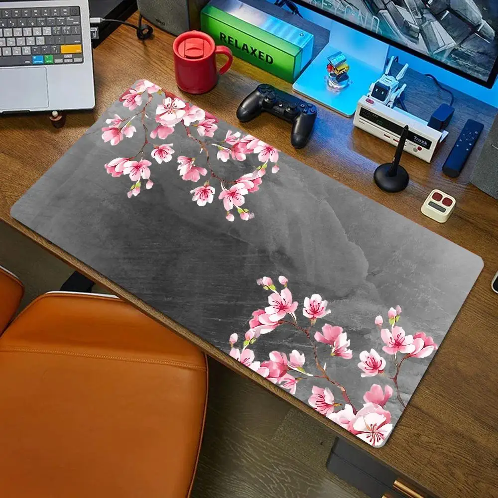 

Creative Grey Cherry Blossom Mous Pad Pc Gamer Computer Accessories Mousepad Gaming Laptop Keyboard Carpet Large Desk Mat rug