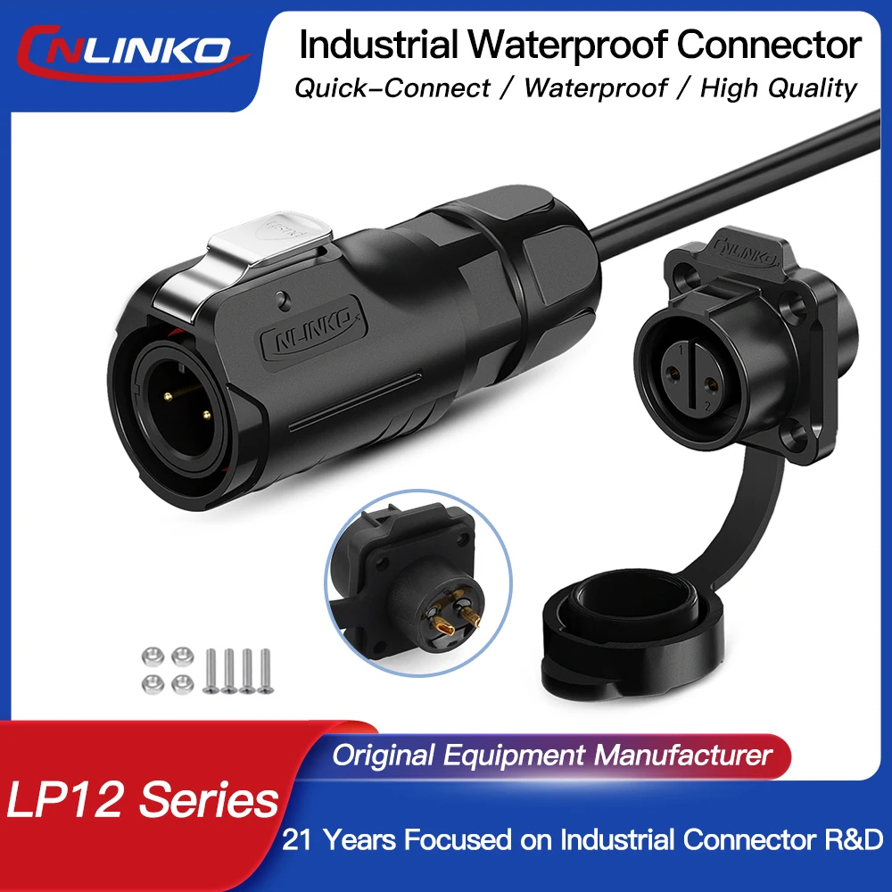 

CNLINKO LP12 2~8 Pin Circular Connector with 1 Meter Cable Assemblies IP68 Waterproof Outdoor Industrial Electrical Connector