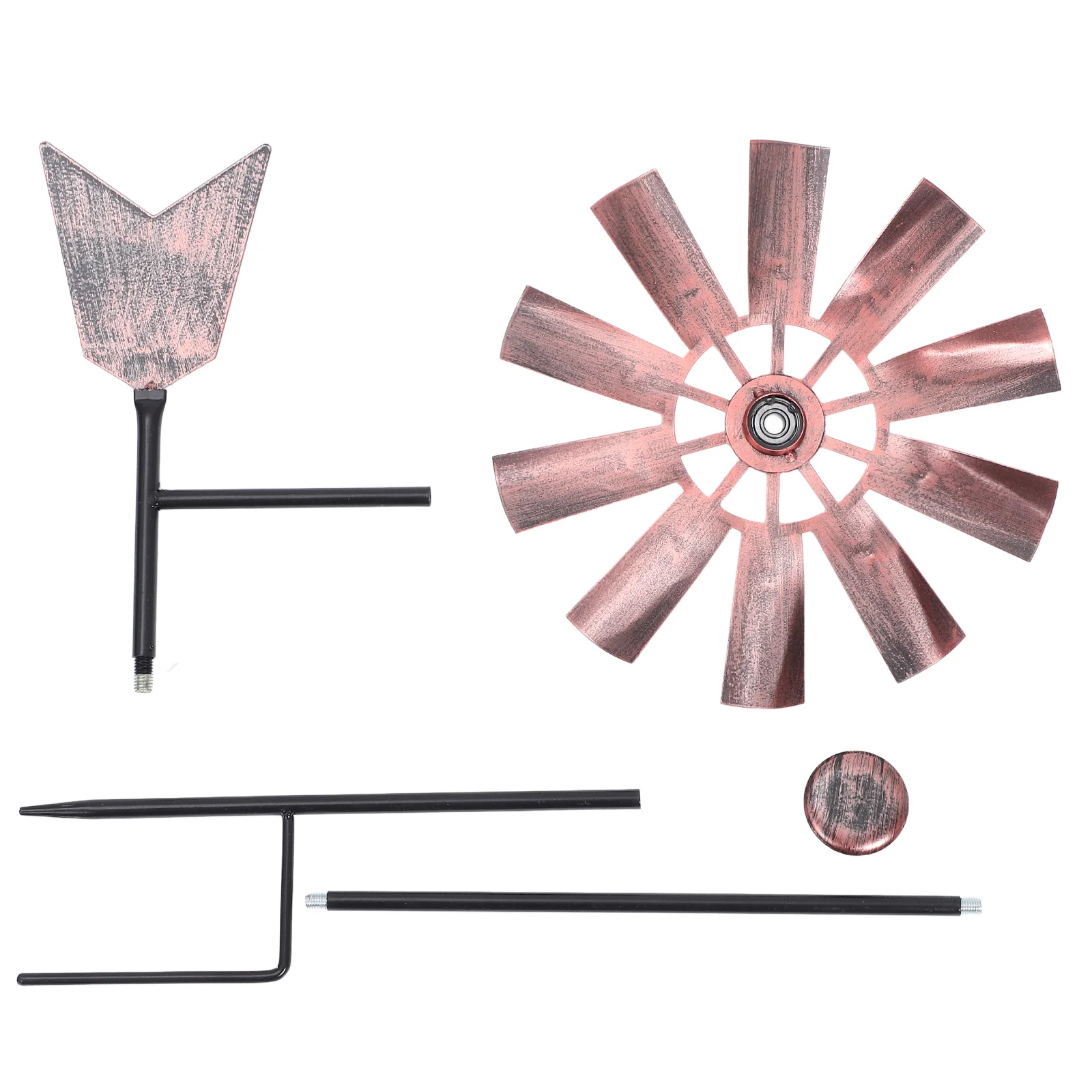 กังหันลมกลางแจ้ง Wrought Iron พืชโลหะ Rotatory ตกแต่ง Windmills Garden