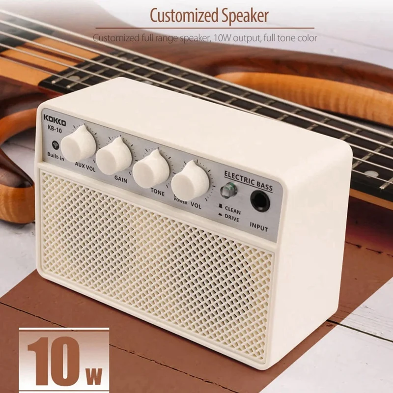 KOKKO KB-10 Guitar Amplifier 10W Bluetooth Speaker Portable Electric Bass Amp With Dual Tone Channels Musical Instrument Parts