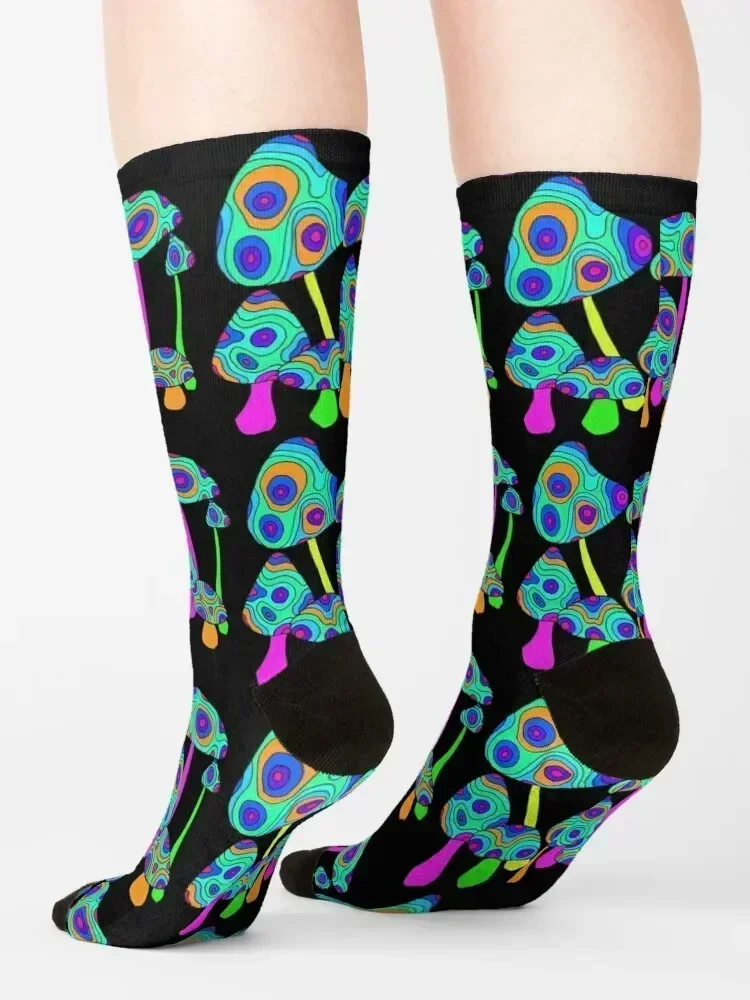 Technicolor Mushrooms Green Fungi Socks golf christmas stocking loose floral Socks Male Women's