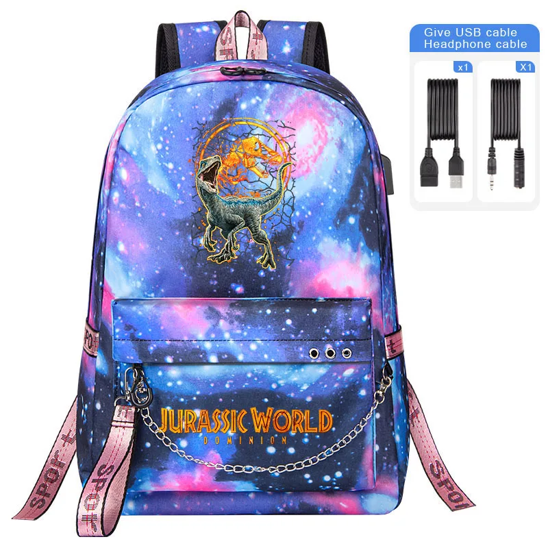 NEW Jurassic Park Dinosaur Magma Boy Girl School backpack Fashion USB High quality Kids Students Schoolbag Laptop Bag