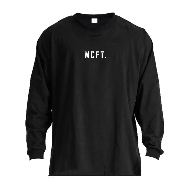 Men's Breathable Loose Long Sleeves Oversized Fitness Comfortable Gym Training Bodybuilding Cotton T-shirt Sport Muscle Shirt image 6