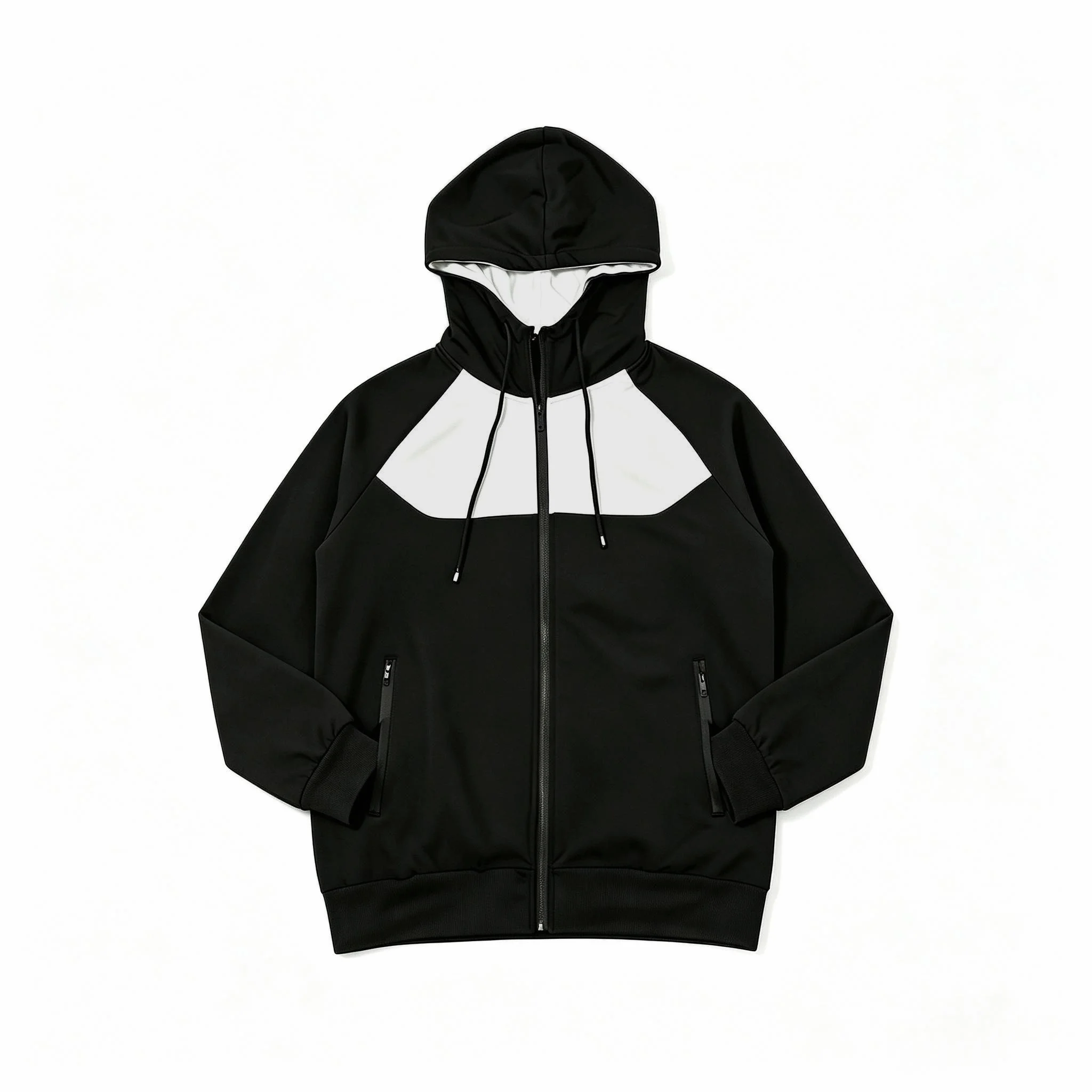 Color Block Men 2 Piece Tracksuit Zip‑Up Hooded Jacket Cargo Jogger Pants Loose Casual Sports Matching Outfit Set view 4