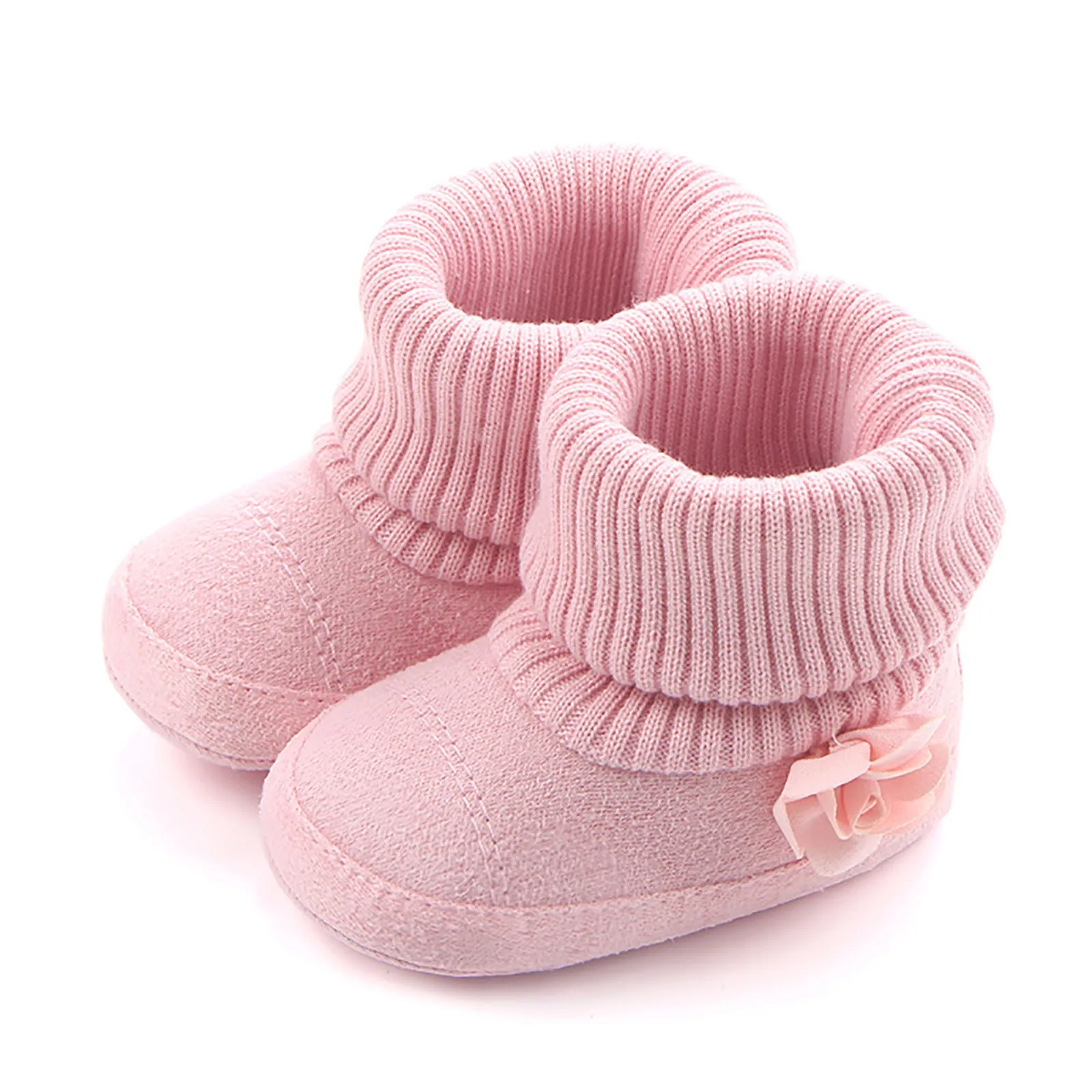 Winter Warm Baby Boots Knitting Cute Flower Booties for Baby Girl Newborn Baby Boy Shoes Soft Sole Antiskid Baby Girl Shoes