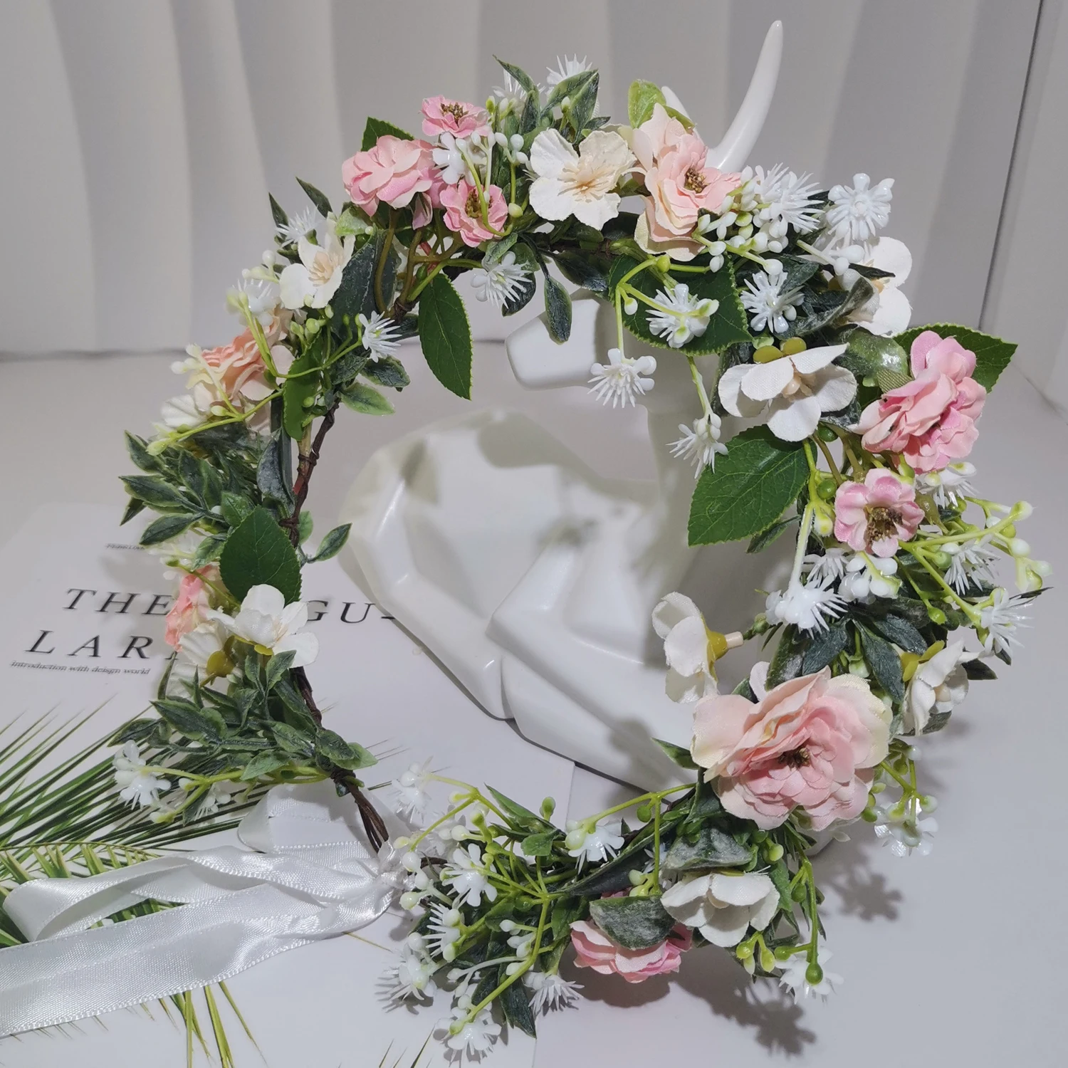 

Pastoral Rose Flower Hairband Wedding Hair Accessories Women Headdress Engagement Headpiece Bridal Hairwear Floral Flower crown