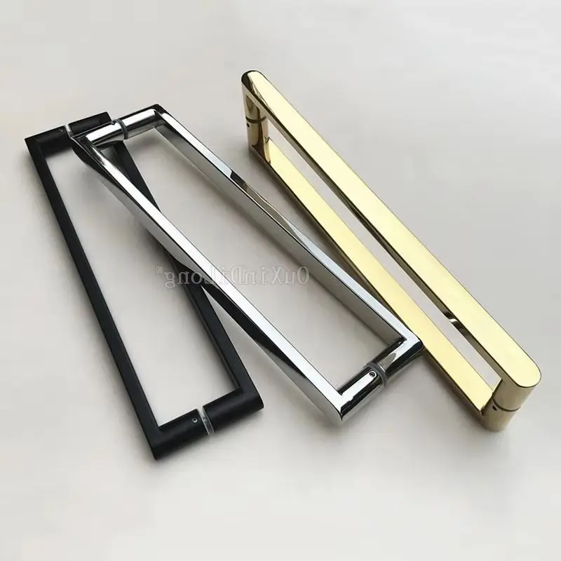 1PCS Gold/Polish Chrome/Dumb Black Stainless Steel Frameless Shower Glass Door Handles Pull / Push Handles Pitch: 400/440/500mm