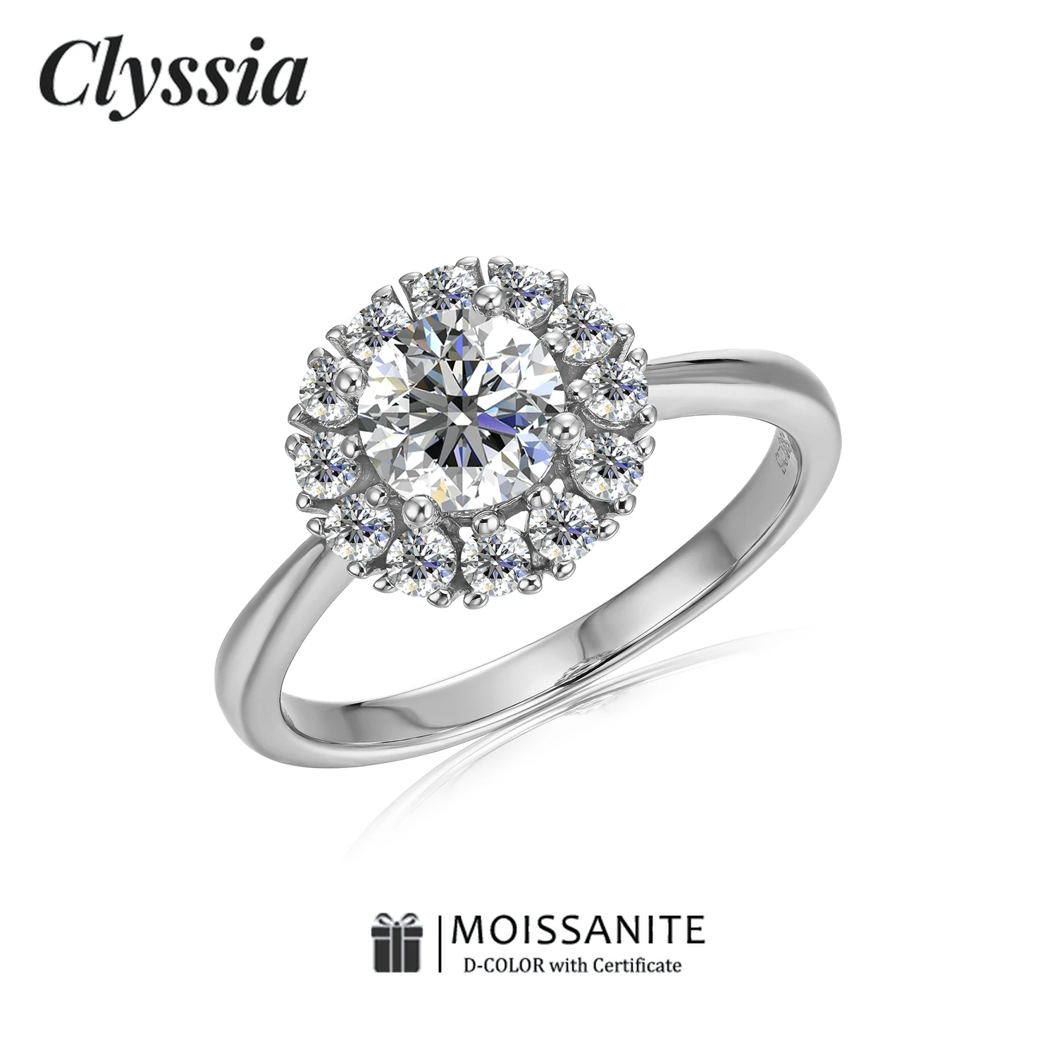 

Halo Rings D Color Moissanite Wedding Band Ring 925 Sterling Silver 18k White Gold Plated for Women Ladies Fine Jewelry with GRA