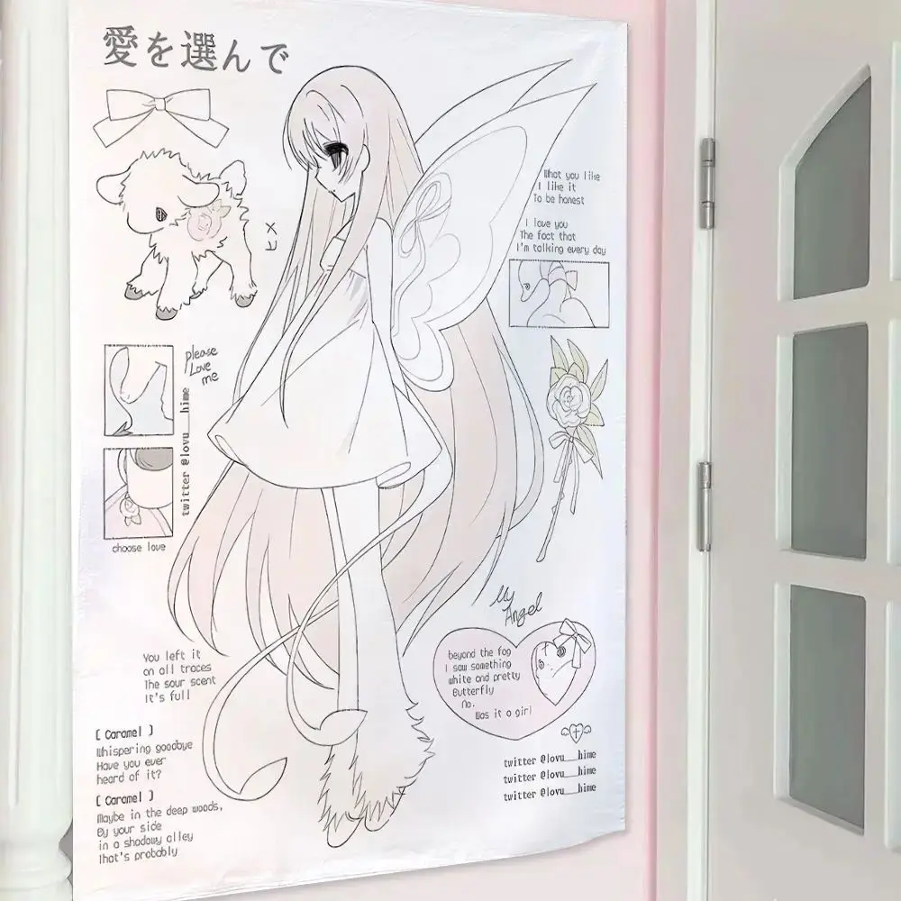 

Гобелен с принтом милой девушки в стиле аниме VIKAMA, настенный декор на день рождения, украшение для дома, гостиной, спальни, игровой комнаты, студенческого общежития