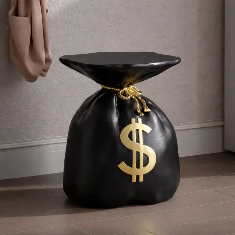 

Decorative money bag stool with storage function, can be used as side table and seat