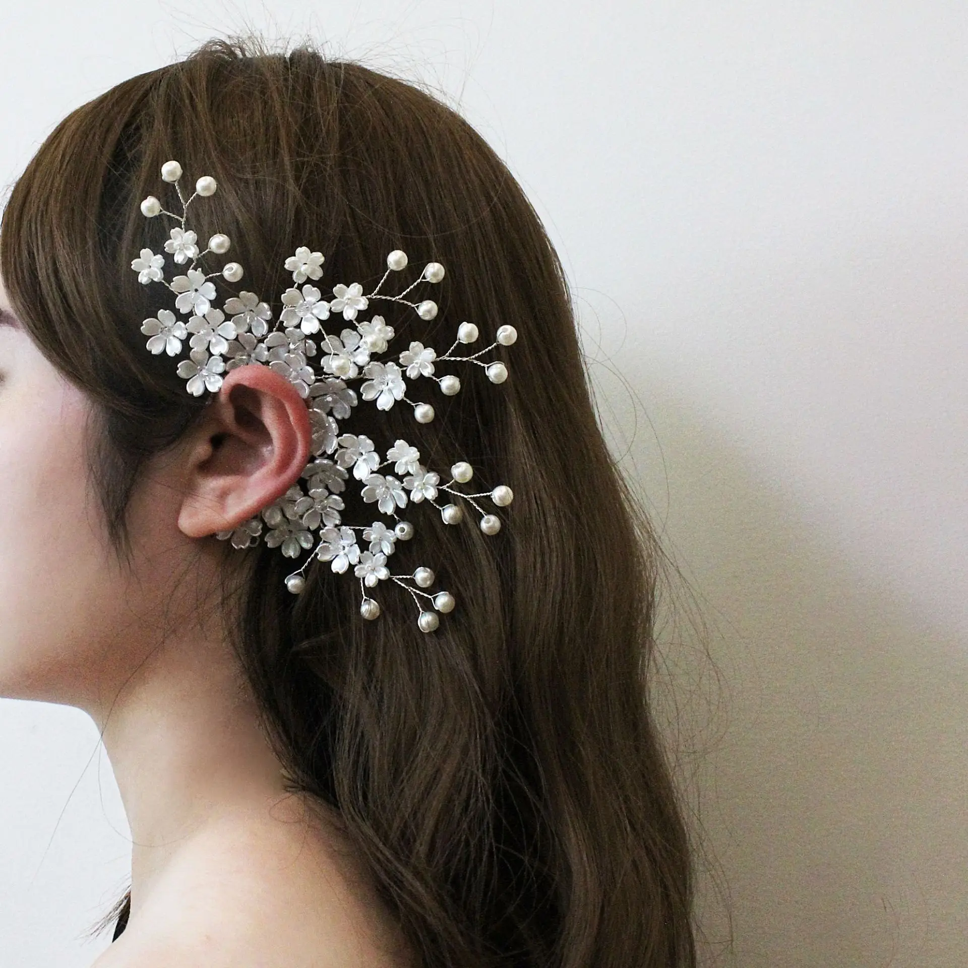 Flower Bride Wedding Earrings Bridal Hair Piece Leaf Hair Accessories Rhinestone Headwear For Women Girls Wedding Accessories