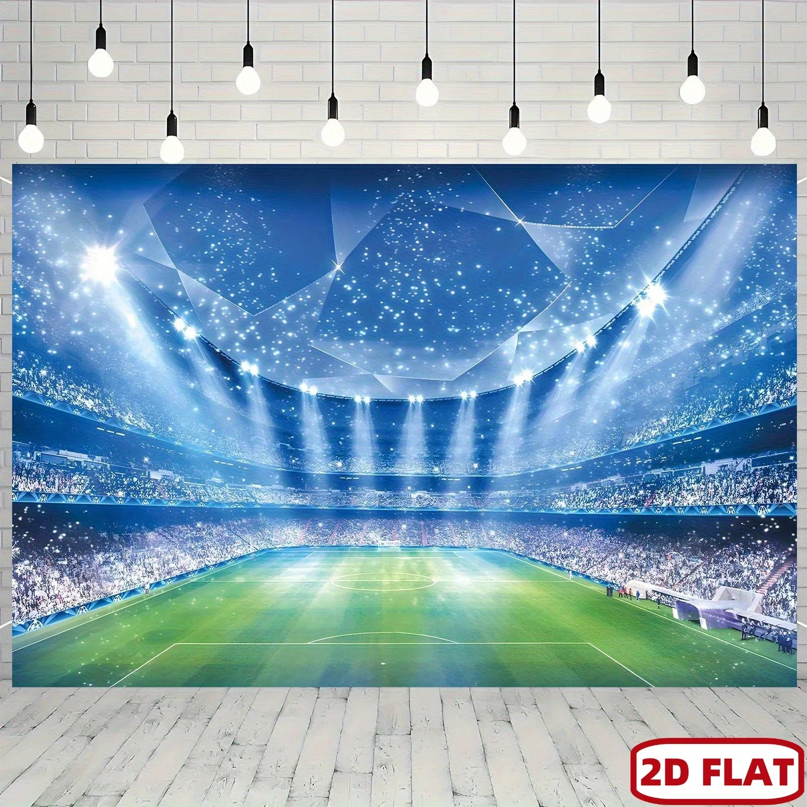 2D flaches 1-teiliges Feldhintergrund-Polyester-Banner und Fußballplatzdesign – Geburtstag, Jahrestag, Abschlussfeier – Detail 5
