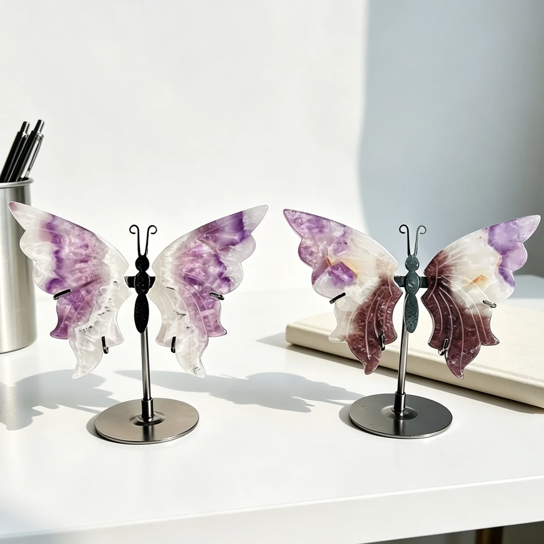 Adorno de alas de mariposa de amatista de ensueño Natural, recuerdo de recuerdo de boda, recuerdo de renacimiento, piedra preciosa curativa simbólica, 1 ud.