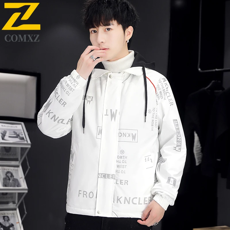 

Men Outdoor Slim Fit Jacket Winter Thickened Water-Resistant Parka Windproof Thermal Coat Cold Weather Padded Hooded Streetwear