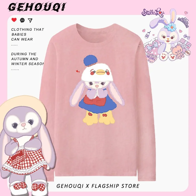 Disney Star Delu Co-branded Long Sleeve T-shirt Girl Small Girl Rabbit Pattern Children All Match Pure Cotton Clothes