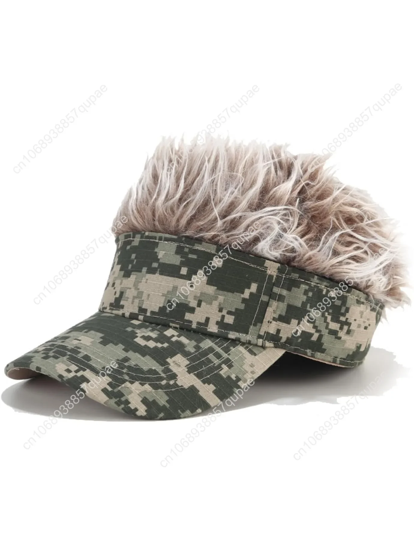 

Mens Novelty Hair Hat Funny Sun Visor with Wig Spiked Hair Adjustable Sun Visor Baseball Golf Cap