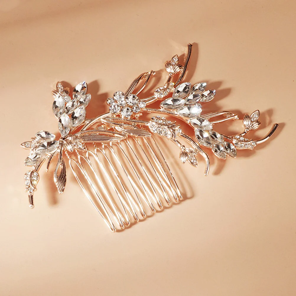 

Crystal Hair Comb Chic Elegant Bridal Headdress Skin Friendly Sturdy Design for Wedding Party Banquet Holiday Events